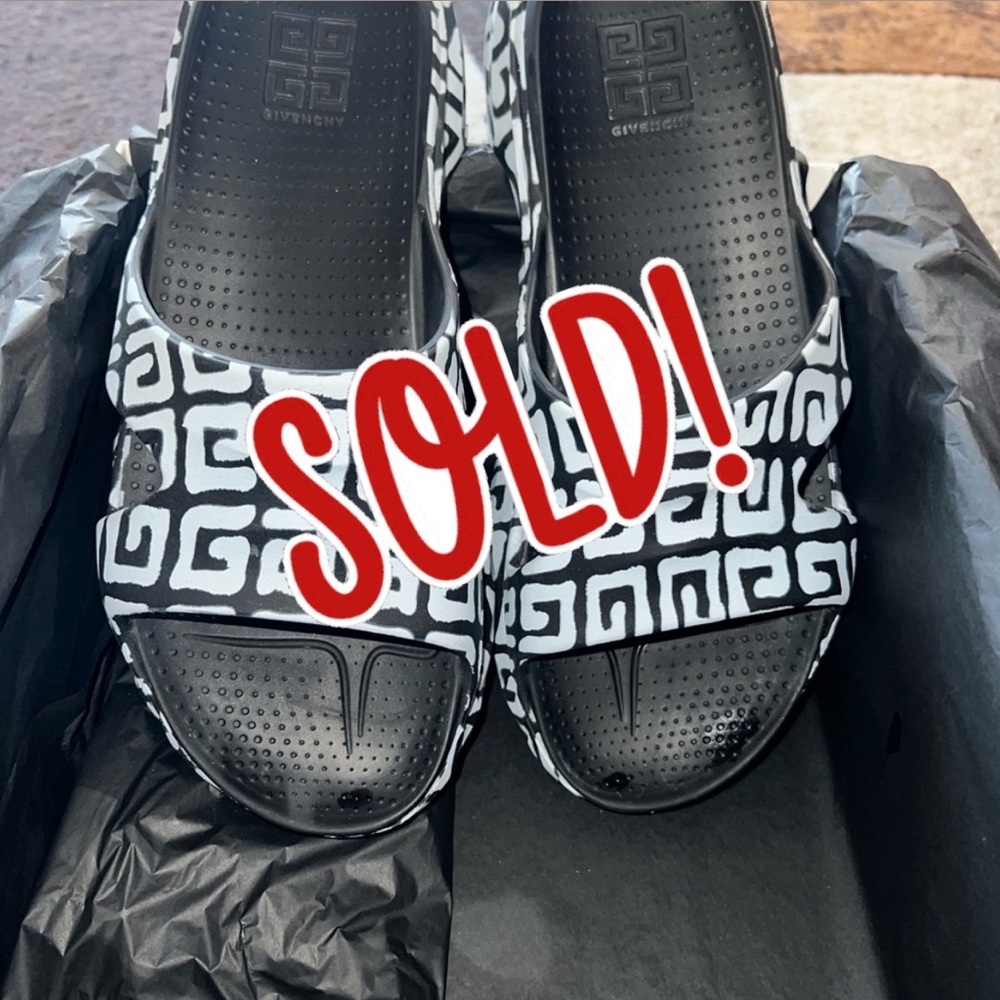 Givenchy Black and White Patterned Slides